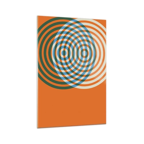 Cuadro sobre vidrio - Impresiones sobre Vidrio - Círculos concéntricos sobre un fondo naranja - 70x100cm - Círculos y abstracción - Decoración de pared moderna para salón y dormitorio ARTTOR