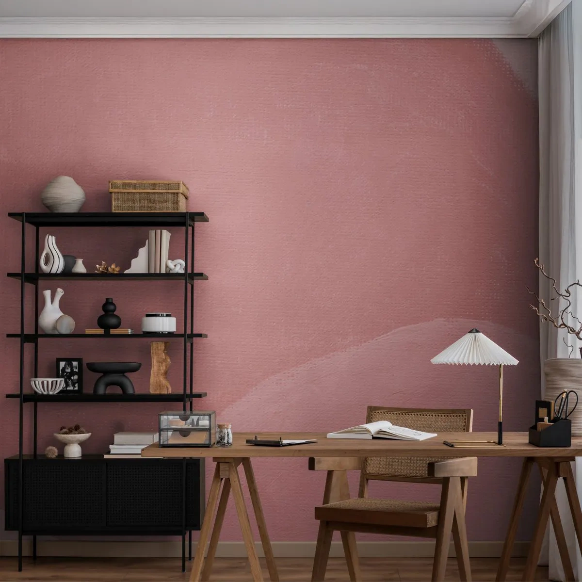 Fotomural Autadhesivo Deluxe Sticker - Composición orgánica en rosa - Pastel, formas, minimalista - 250x175 cm