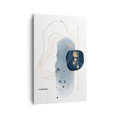 Cuadro sobre lienzo - Impresión de Imagen - Abstracción en tonos azules y dorados. - 80x120cm - Fantasía azul y oro - Decoración de pared moderna para salón y dormitorio ARTTOR