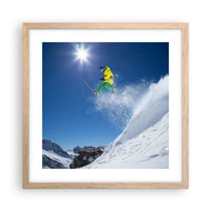 Póster en marco roble claro - Bailando con las montañas - 40x40 cm