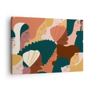Cuadro sobre lienzo - Impresión de Imagen - Perfiles coloridos de mujeres en diversos estilos. - 70x50cm - La feminidad - Decoración de pared moderna para salón y dormitorio ARTTOR