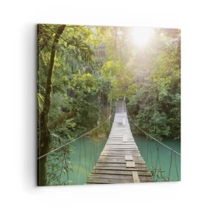 Cuadro sobre lienzo - Impresión de Imagen - Sobre el agua azul hacia el bosque - 60x60 cm