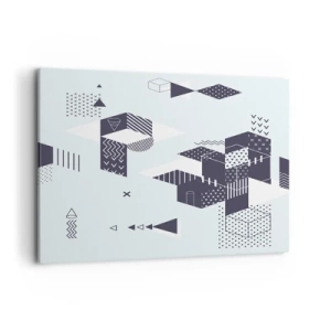 Cuadro sobre lienzo - Impresión de Imagen - Gráficos geométricos modernos en tonos blanco y azul marino. - 100x70cm - Las matemáticas en el alma - Decoración de pared moderna para salón y dormitorio ARTTOR