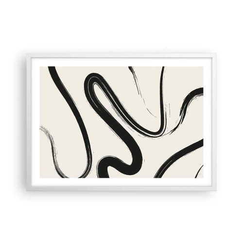 Póster en marco blanco - Fantasía en blanco y negro - 70x50 cm