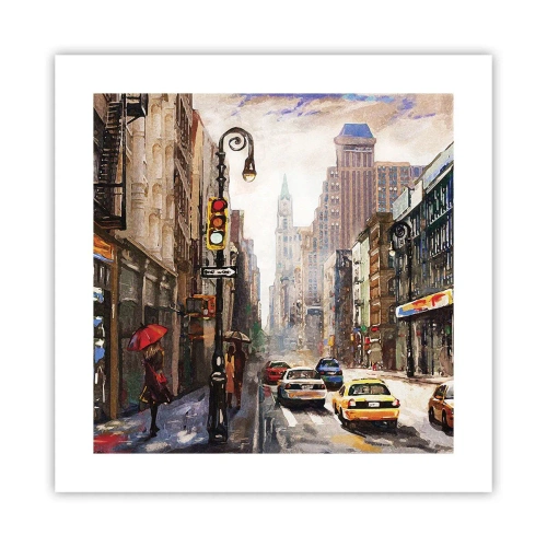 Póster - Nueva York - también colorida bajo la lluvia - 40x40 cm