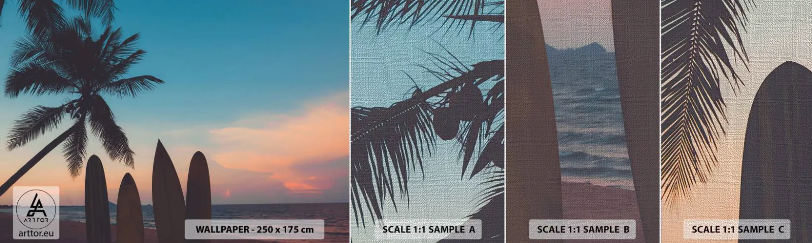 Muestra de fotomural Premium Canvas - Mañana también disfrutaremos - Paisaje, Surf, Mar - 100x30 cm