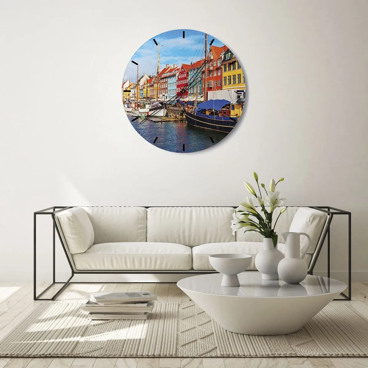 Reloj de pared - Reloj de vidrio - Muelle alegre - 30x30 cm