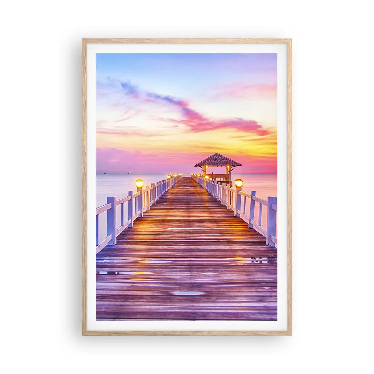 Póster en marco roble claro - El silencio lila-dorado de la tarde - 70x100 cm