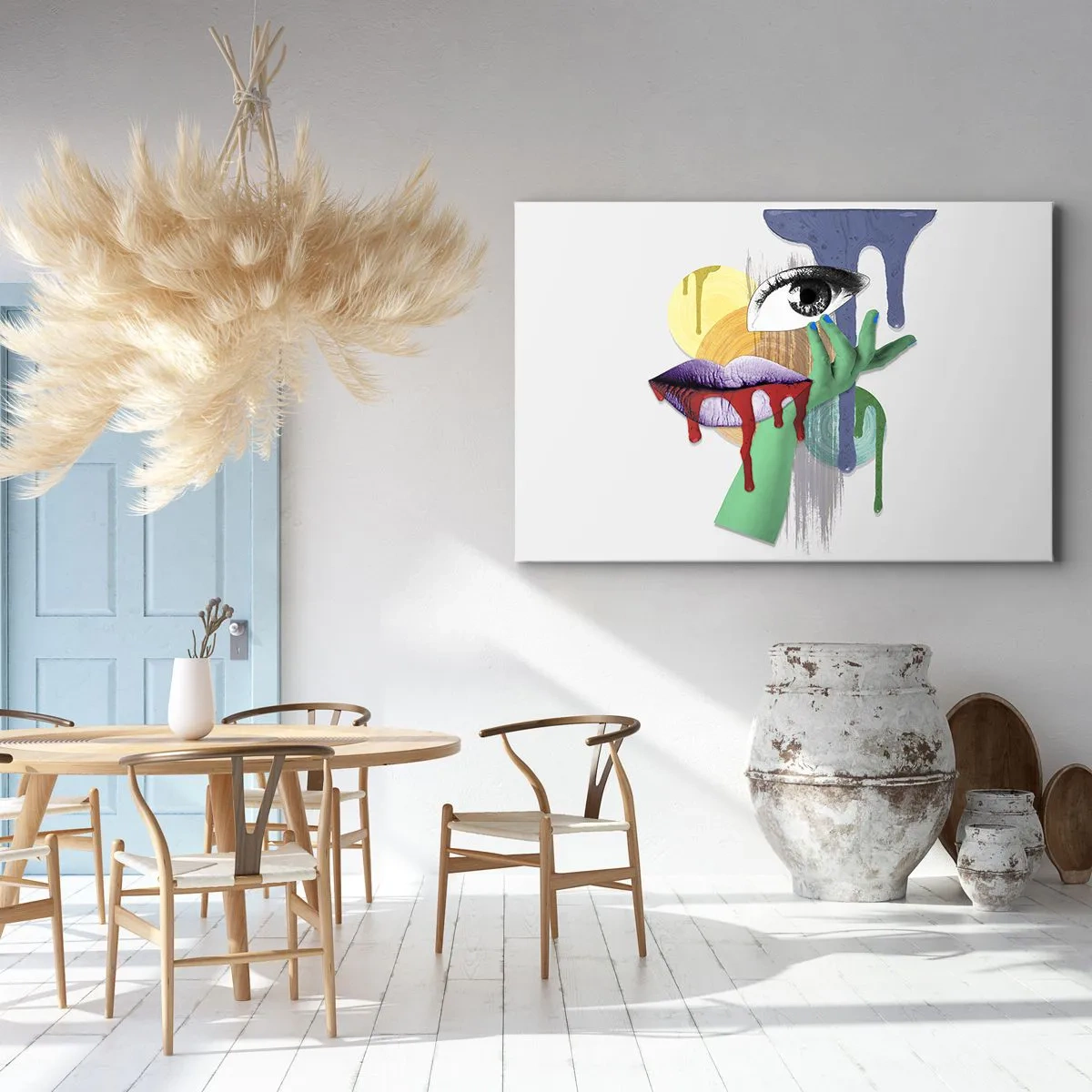 Cuadro sobre lienzo - Impresión de Imagen - Retrato deconstruido con elementos abstractos - 100x70cm - Un retrato deconstruido - Decoración de pared moderna para salón y dormitorio ARTTOR