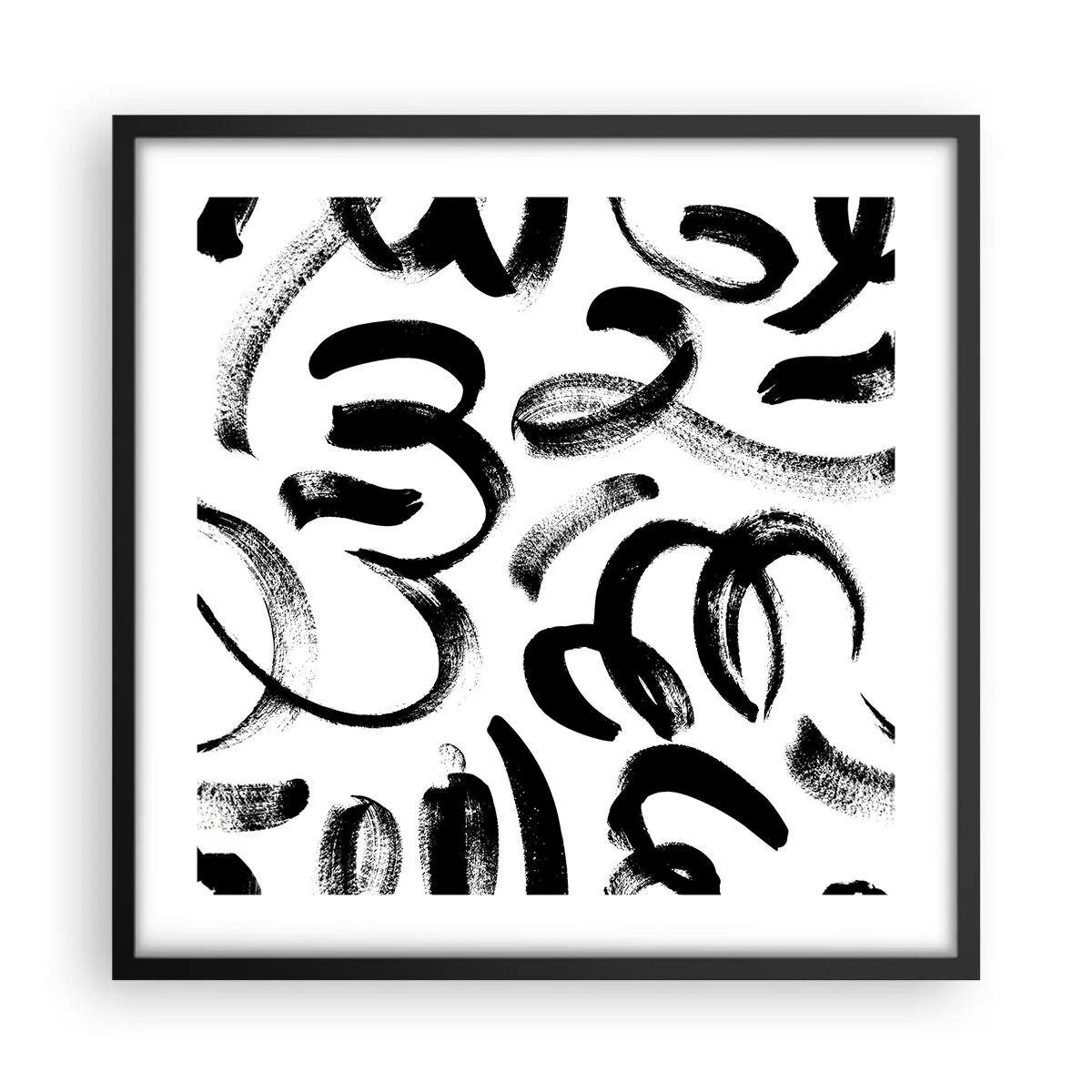 Póster en marco negro - Negro sobre blanco - 50x50 cm