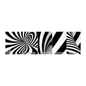 Muestra de fotomural autoadhesivo Deluxe Sticker - Composición: espacio de baile - Abstracción, 3D, En blanco y negro - 100x30 cm