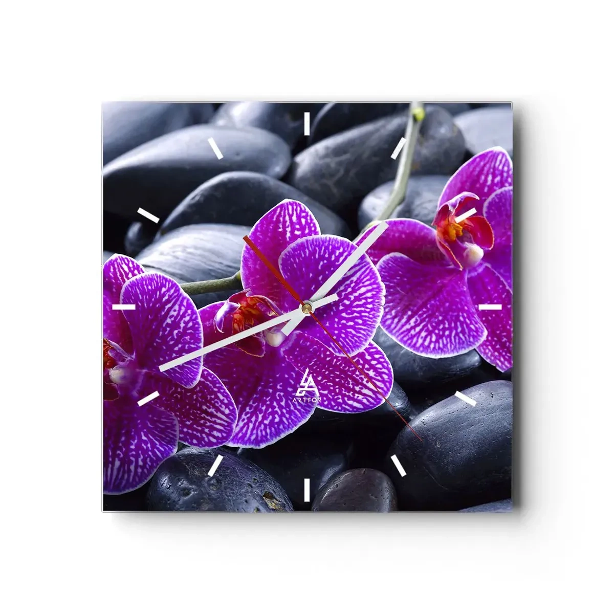 Reloj de pared - Reloj de vidrio - Las piedras brillan con deleite - 40x40 cm