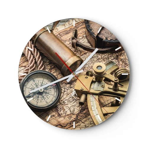Reloj de pared - Reloj de vidrio - Establecer un rumbo - 40x40 cm