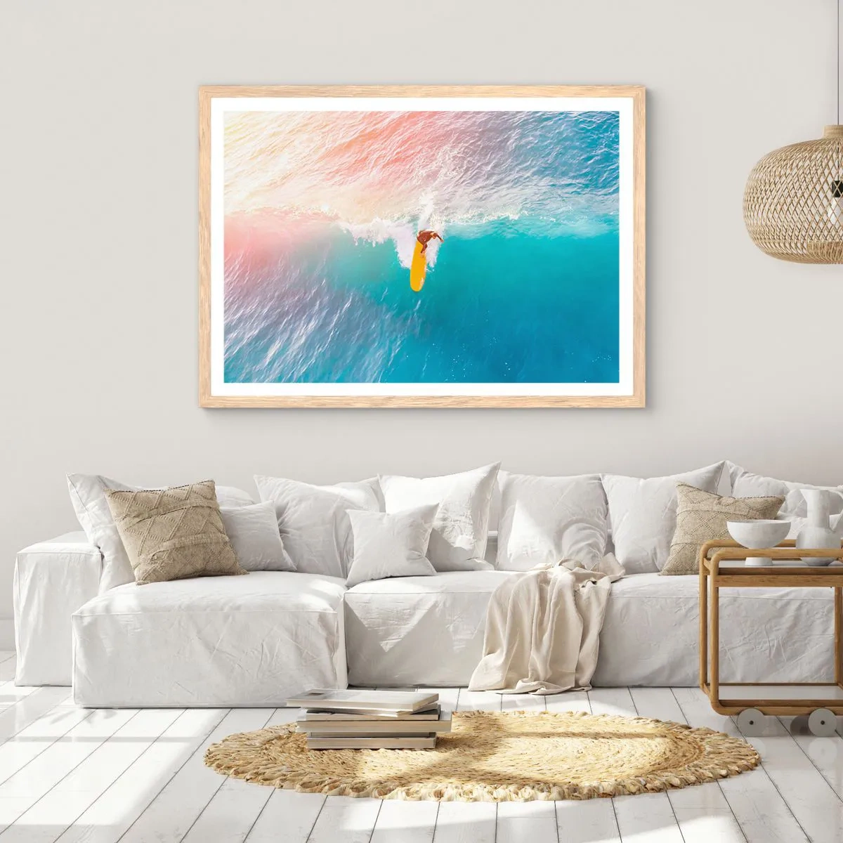 Póster en marco roble claro - Jinete del océano - 50x40 cm
