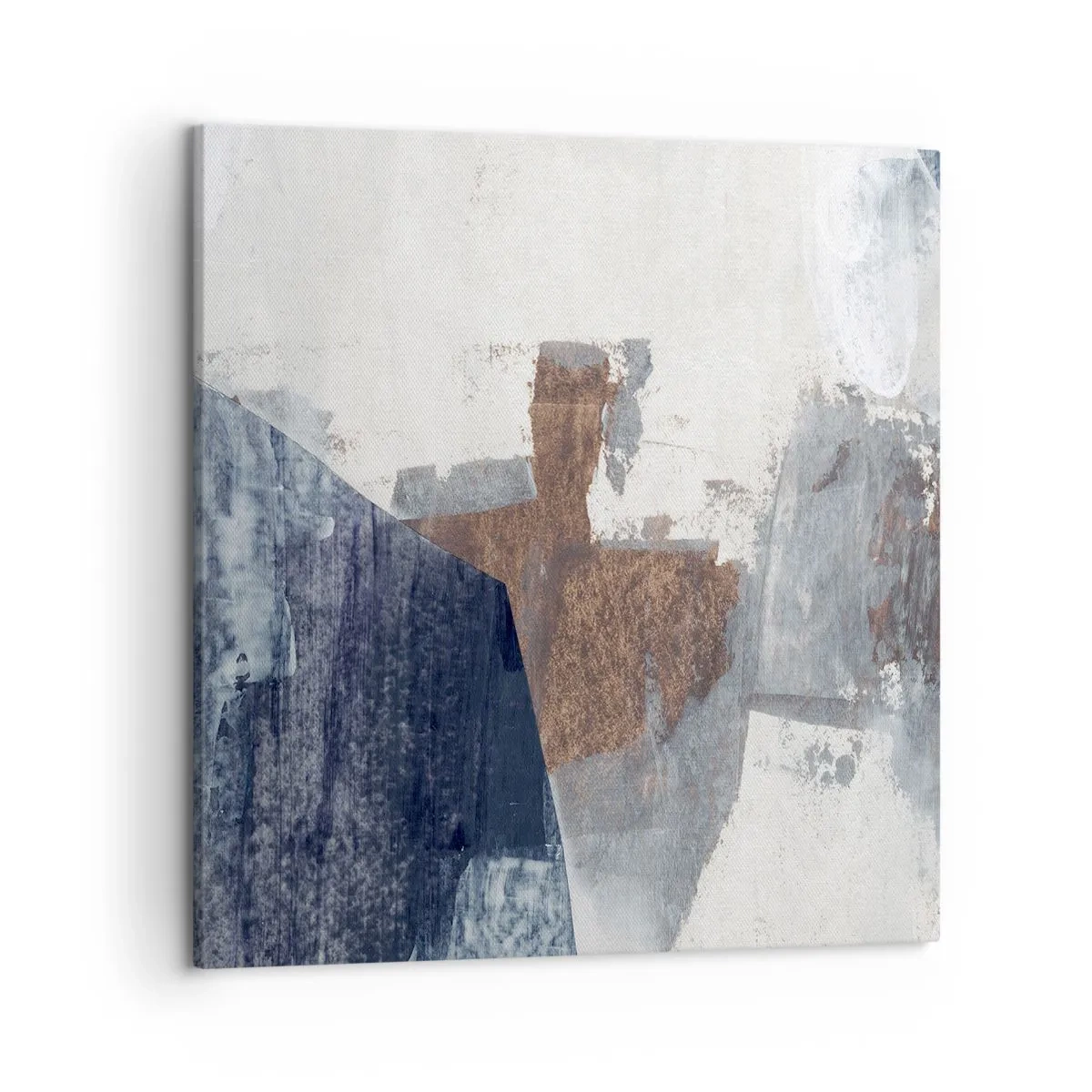 Cuadro sobre lienzo - Impresión de Imagen - Formas azules y marrones - 50x50 cm