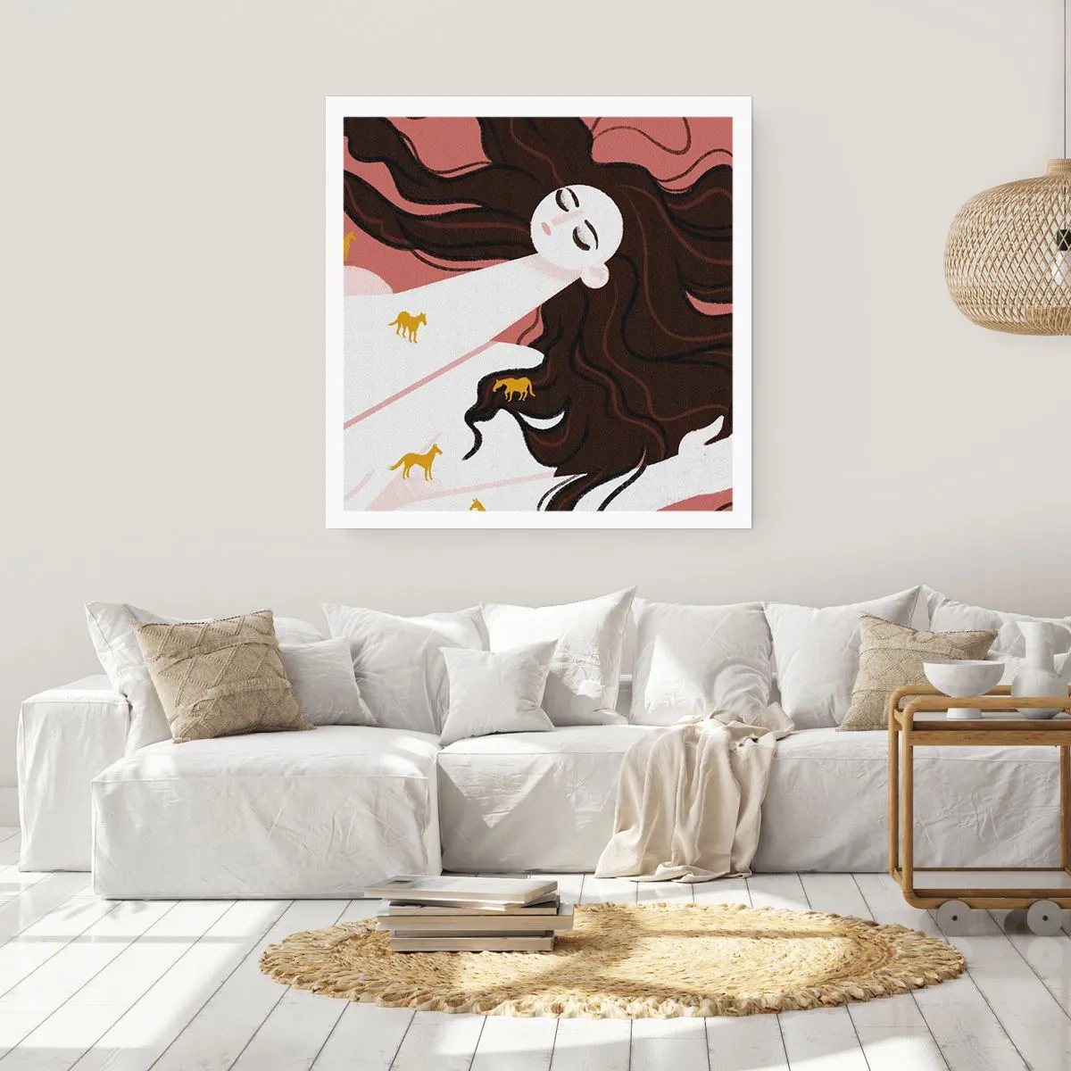 Póster - Sueño de caballos dorados - 40x40 cm