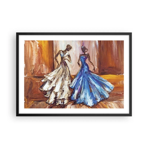 Póster en marco negro - Personajes en vestidos de noche de estilo artístico. - 70x50cm - Un elegante dúo - Decoración de pared moderna para salón y dormitorio ARTTOR