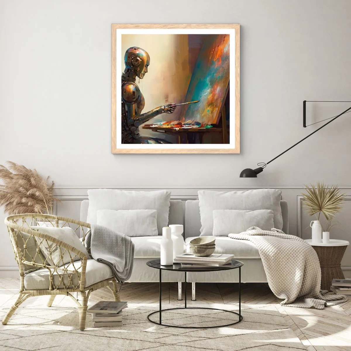 Póster en marco roble claro - Arte del futuro - 40x40 cm