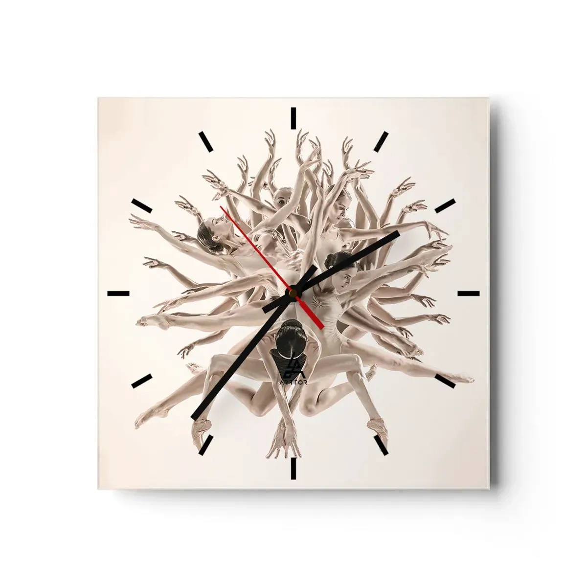 Reloj de pared - Reloj de vidrio - Floreciendo en la danza - 40x40 cm