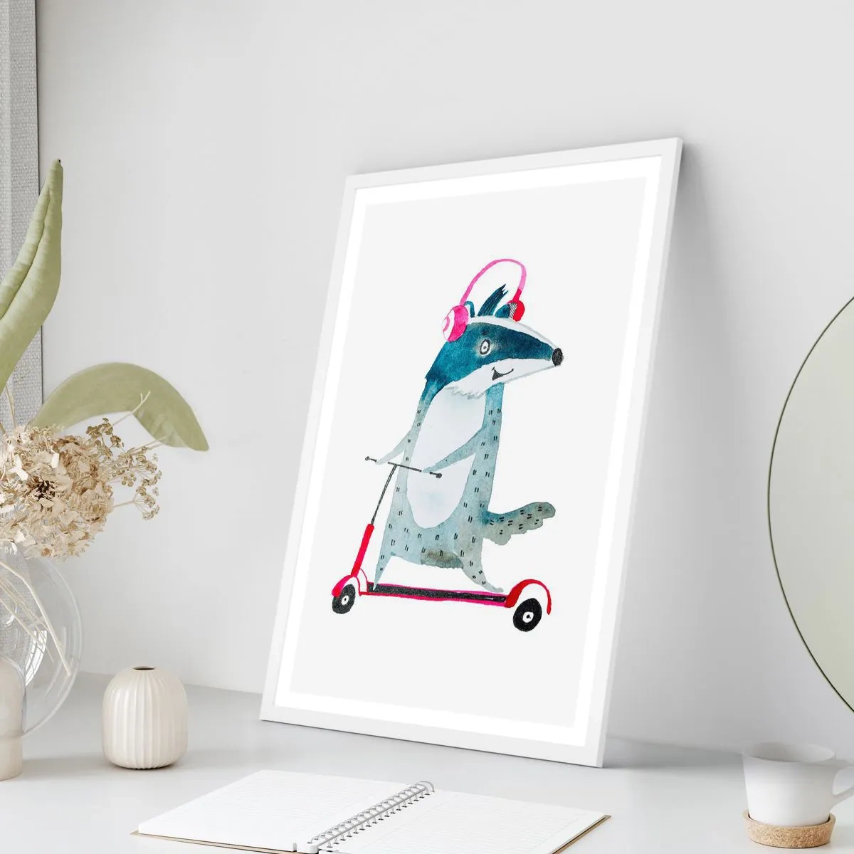 Póster en marco blanco - Alegrías de tejón - 30x40 cm