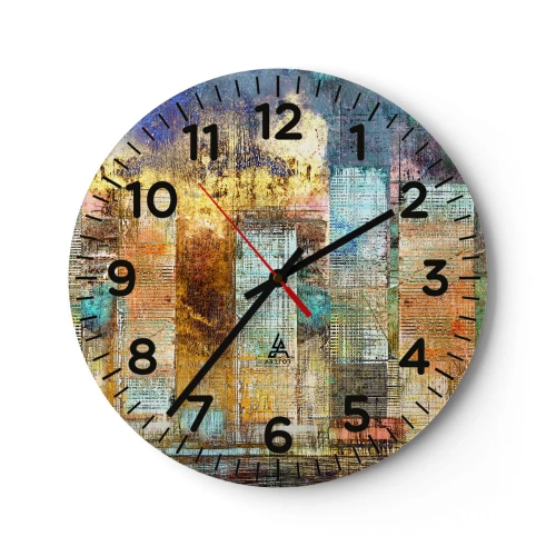 Reloj de pared - Reloj de vidrio - Metrópolis soleada - 40x40 cm