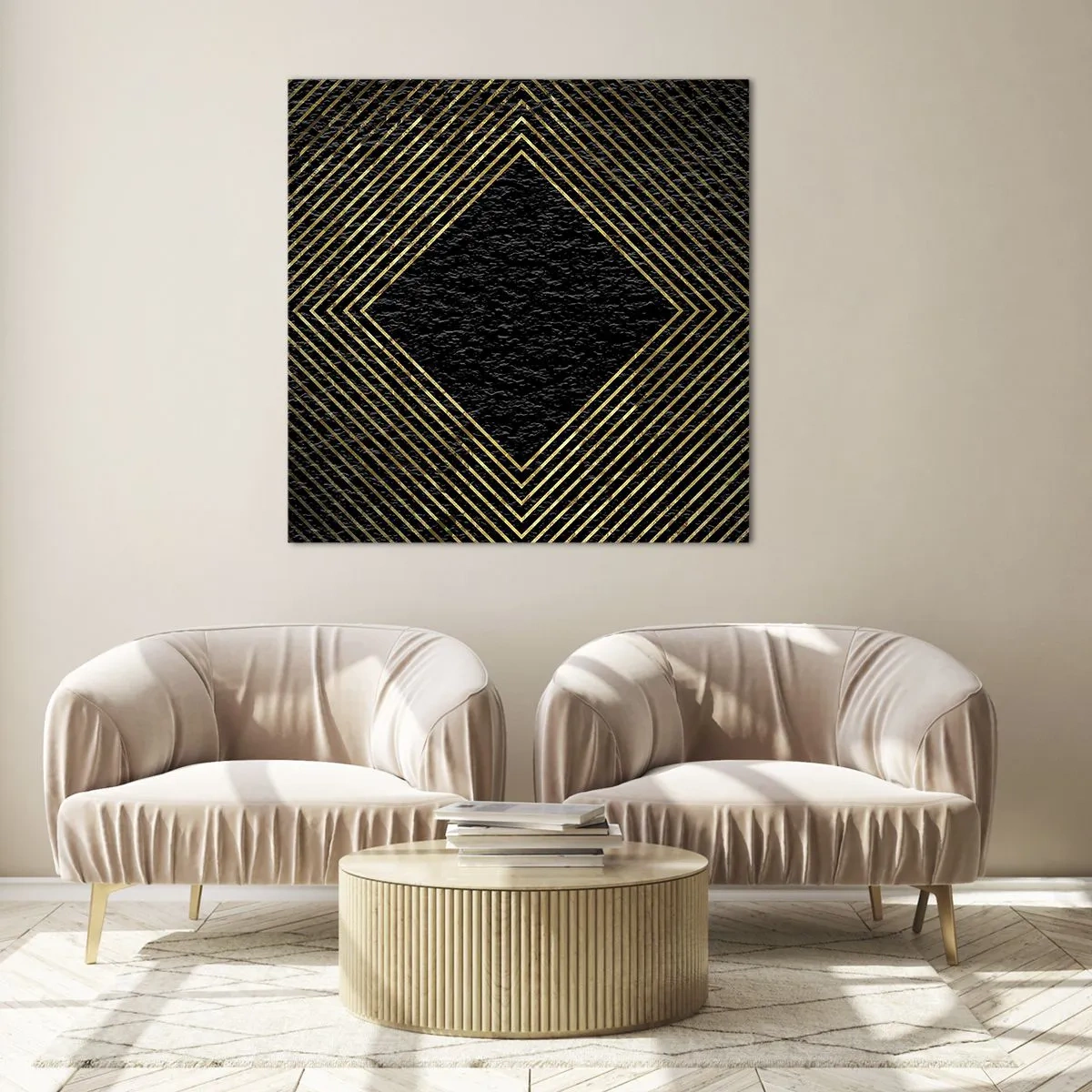 Cuadro sobre vidrio - Impresiones sobre Vidrio - Geometría al estilo glamour - 30x30 cm