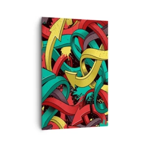 Cuadro sobre lienzo - Impresión de Imagen - Flechas abstractas en colores vibrantes que crean caos. - 80x120cm - ¿Qué camino tomar? - Decoración de pared moderna para salón y dormitorio ARTTOR