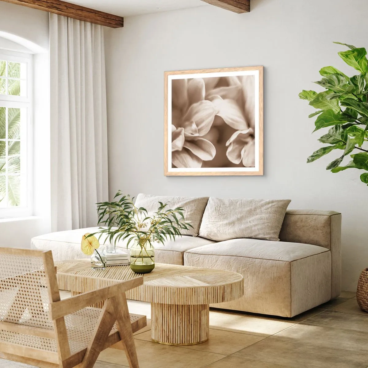 Póster en marco roble claro - Suave como una sonrisa - 60x60 cm