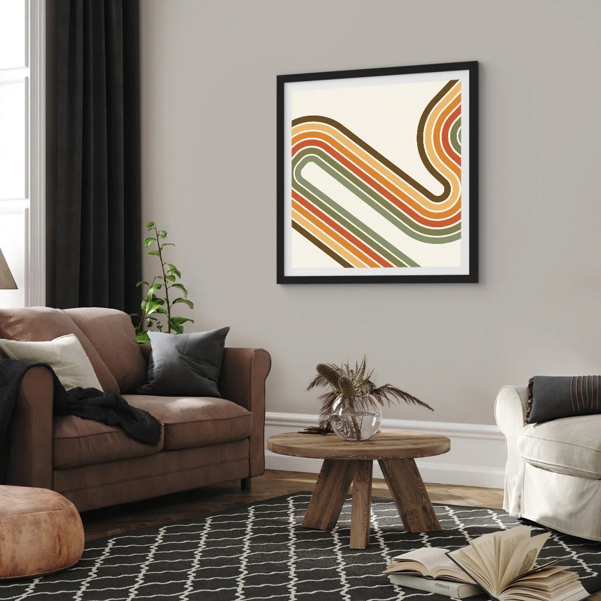 Póster en marco negro - Zigzagueando hasta su destino - 50x50 cm