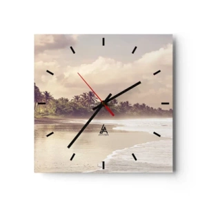 Reloj de pared - Reloj de vidrio - La caricia de las olas - 40x40 cm