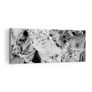 Cuadro sobre lienzo - Impresión de Imagen - Arreglos florales en blanco y negro en un sutil estilo artístico. - 120x50cm - Un no ramo de flores - Decoración de pared moderna para salón y dormitorio ARTTOR
