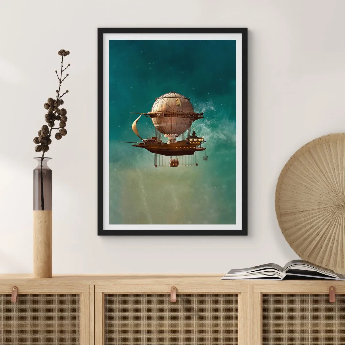 Póster en marco negro - Julio Verne saluda - 70x100 cm
