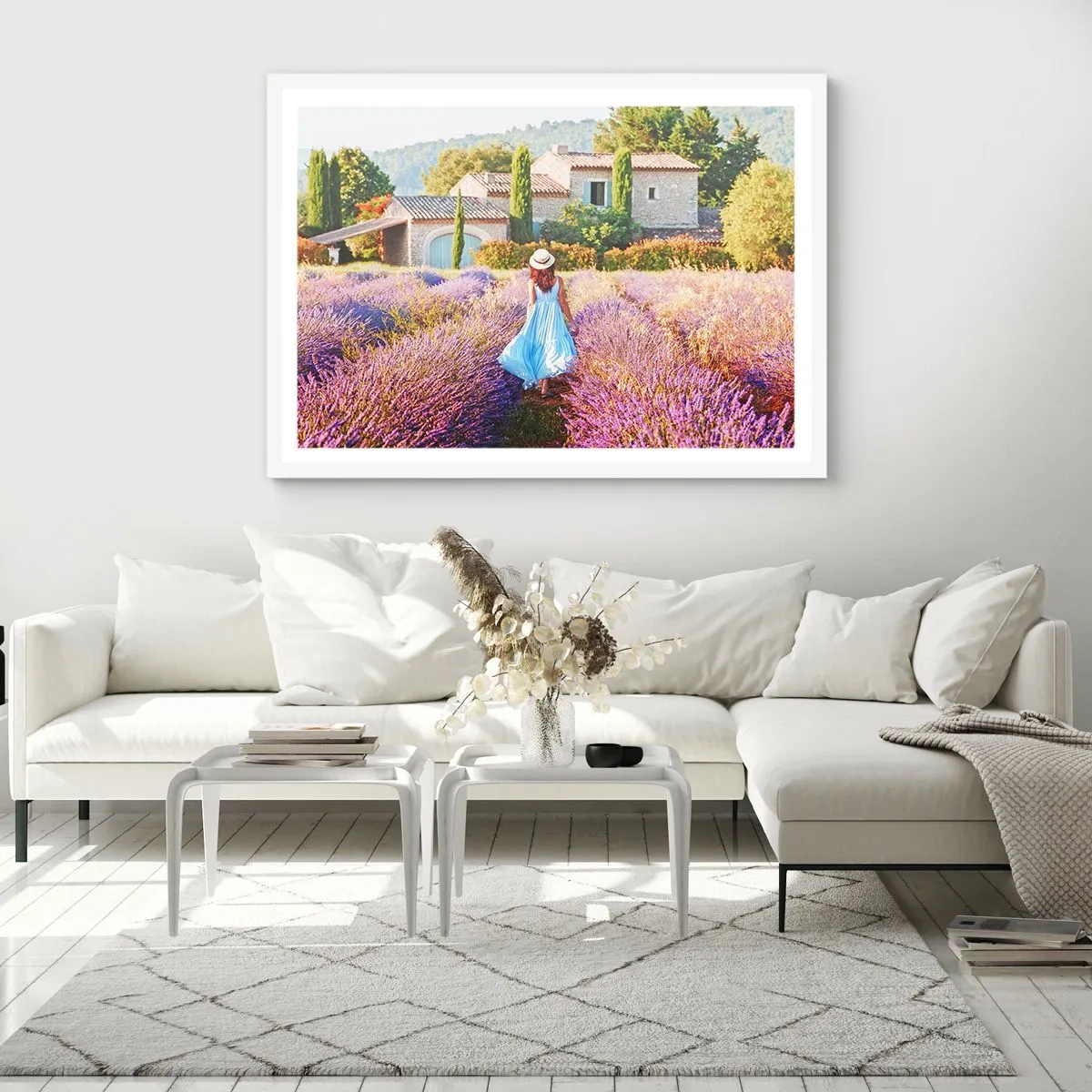 Póster en marco blanco - La chica de la lavanda - 40x30 cm