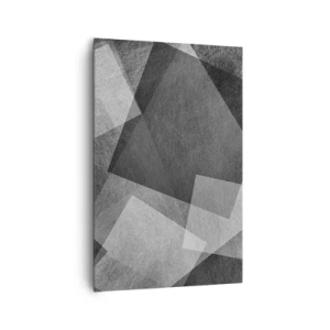 Cuadro sobre lienzo - Impresión de Imagen - Abstracción en blanco y negro con formas geométricas. - 80x120cm - Un símbolo eterno de permanencia y orden - Decoración de pared moderna para salón y dormitorio ARTTOR