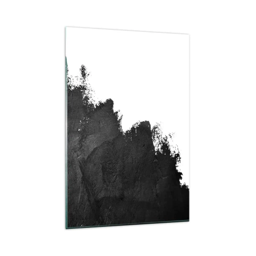 Cuadro sobre vidrio - Impresiones sobre Vidrio - Abstracción en blanco y negro con pinceladas contrastantes. - 80x120cm - Elementos: tierra - Decoración de pared moderna para salón y dormitorio ARTTOR