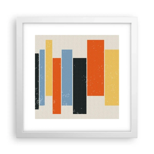 Póster en marco blanco - Barras multicolor - 30x30 cm