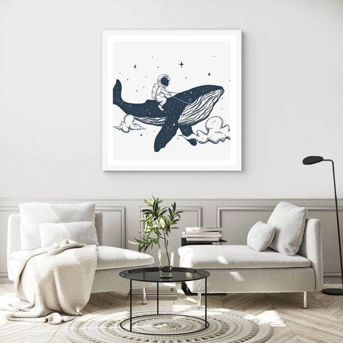 Póster en marco blanco - Una aventura cósmica - 50x50 cm