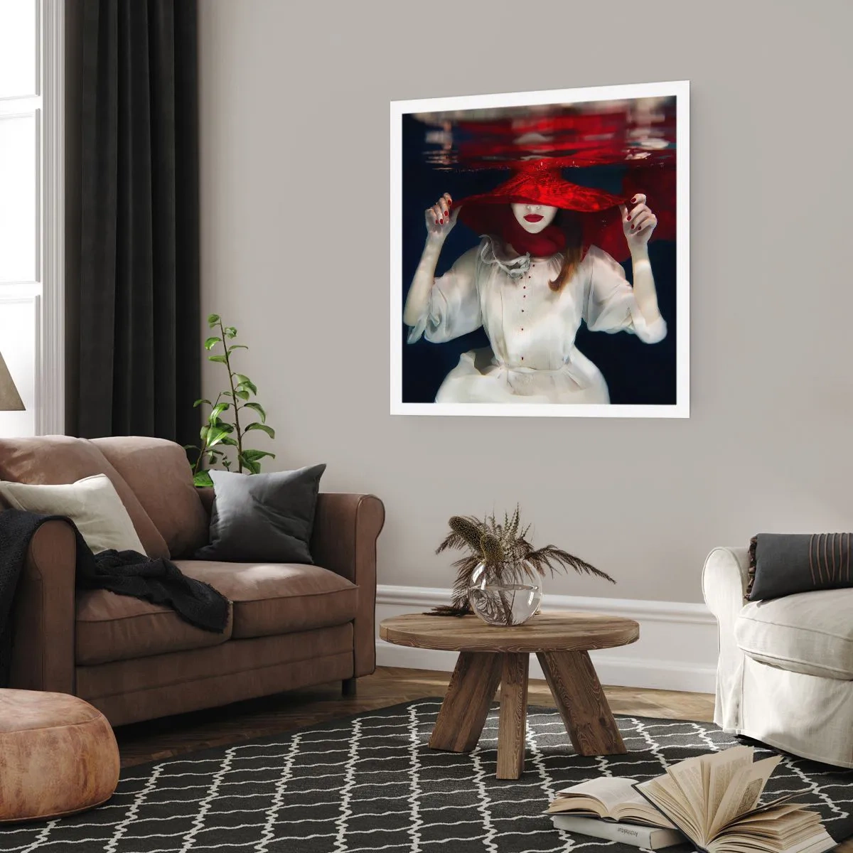 Póster - Blanco y rojo - 30x30 cm