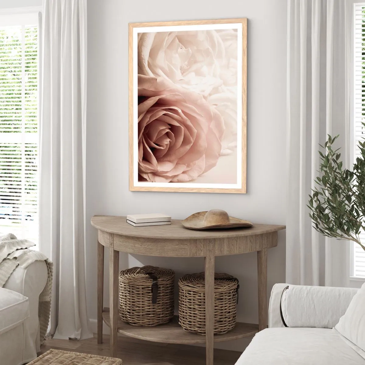 Póster en marco roble claro - En el corazón de una rosa - 50x70 cm