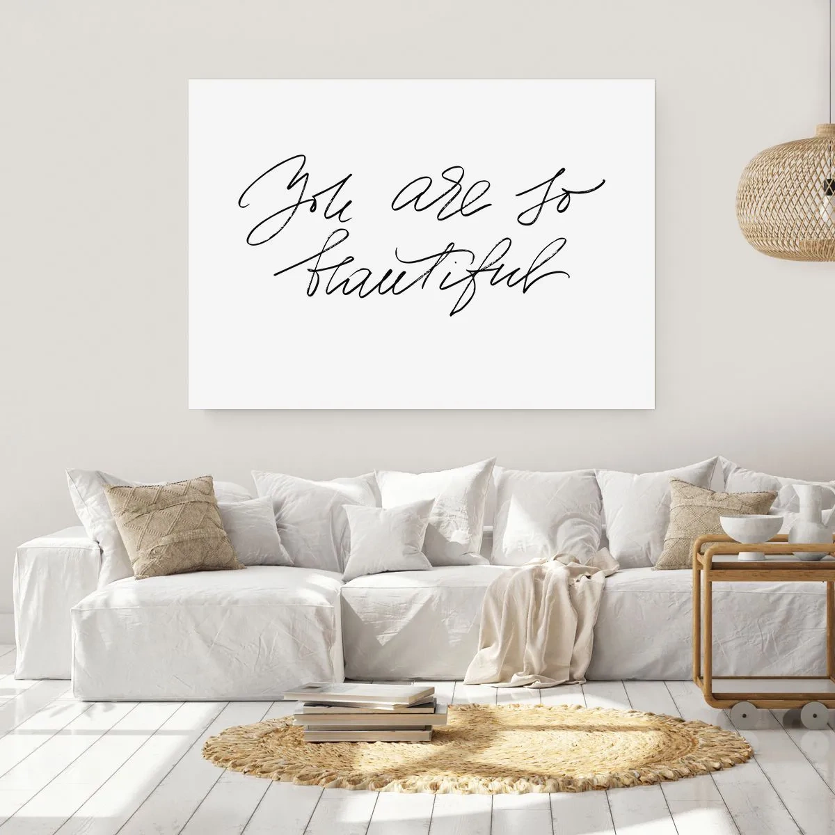 Póster - Inscripción en blanco y negro 'Eres tan hermosa' - 100x70cm - De verdad, créeme - Decoración de pared moderna para salón y dormitorio ARTTOR