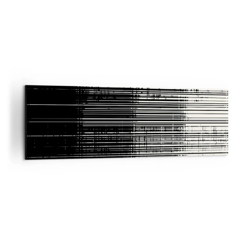 Cuadro sobre lienzo - Impresión de Imagen - Composición abstracta de líneas en blanco y negro contrastantes. - 160x50cm - Ondas y vibraciones - Decoración de pared moderna para salón y dormitorio ARTTOR