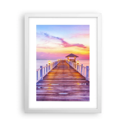 Póster en marco blanco - El silencio lila-dorado de la tarde - 30x40 cm