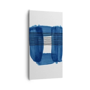 Cuadro sobre lienzo - Impresión de Imagen - Composición azul y negra - 65x120 cm