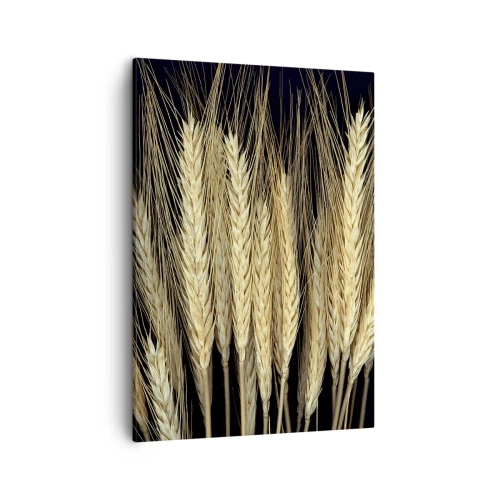 Cuadro sobre lienzo - Impresión de Imagen - Espigas de trigo sobre fondo negro en estilo rústico - 50x70cm - Magia rústica - Decoración de pared moderna para salón y dormitorio ARTTOR