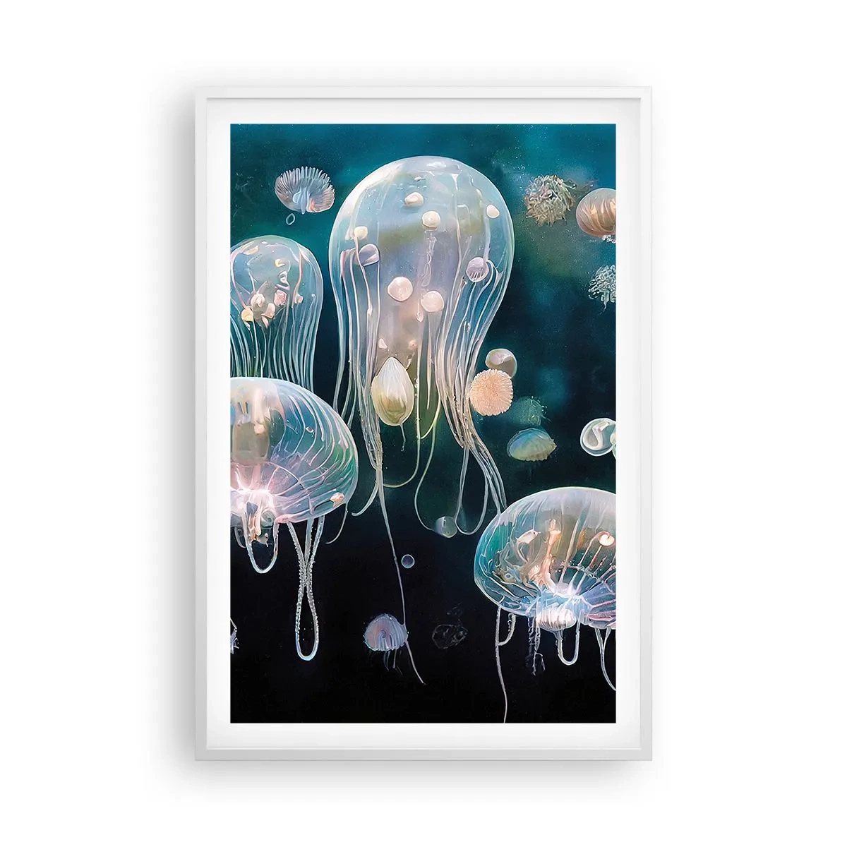 Póster en marco blanco - Globos submarinos - 61x91 cm