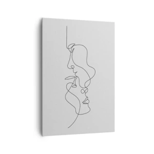 Cuadro sobre lienzo - Impresión de Imagen - Un dibujo minimalista de dos caras en una línea. - 70x100cm - El calor de los deseos lúgubres - Decoración de pared moderna para salón y dormitorio ARTTOR