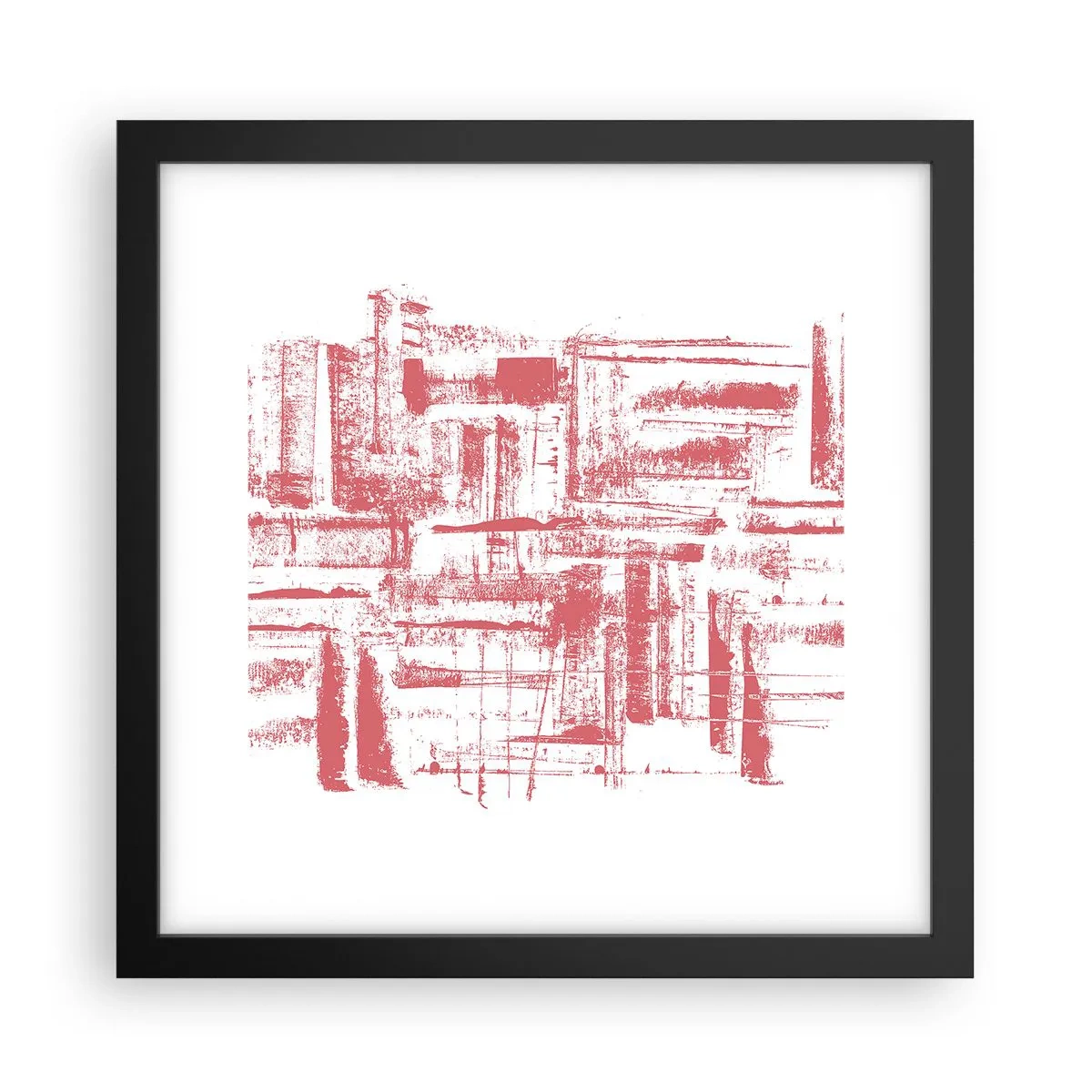 Póster en marco negro - Ciudad roja - 30x30 cm