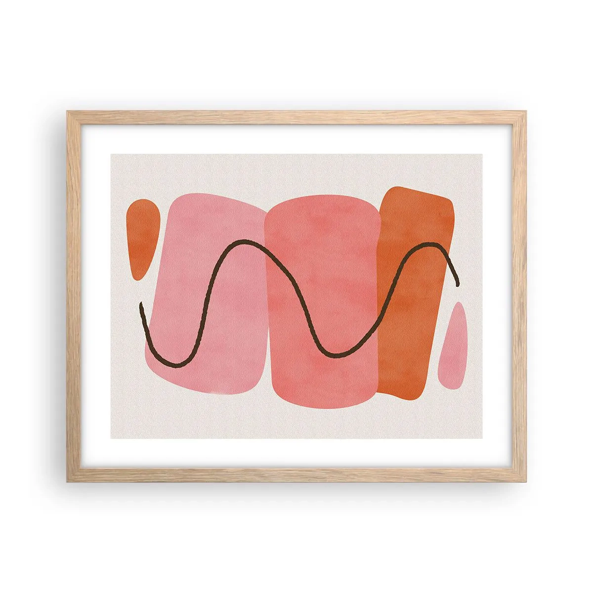Póster en marco roble claro - Suave movimiento de formas - 50x40 cm