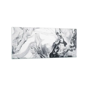 Cuadro sobre vidrio - Impresiones sobre Vidrio - Patrón abstracto monocromático con efecto mármol. - 120x50cm - Dentro de la Tierra - Decoración de pared moderna para salón y dormitorio ARTTOR