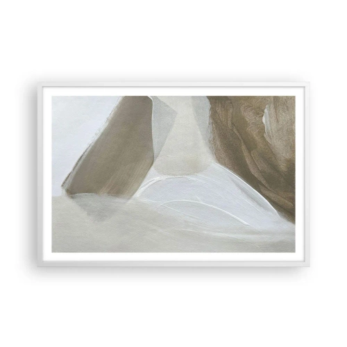 Póster en marco blanco - Ola de blanco - 91x61 cm
